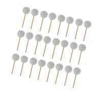 Pack Of 24 Cupcake Toppers Easy To Use Reflective Sphere Cake Picks Birthday Party Supplies Stylish Cake Embellishments Festival Embellishments