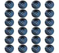 Pack of 24 Dark Blue Buttons, Flat Buttons for Sewing with Four Holes for Tailors Dressmakers, 20mm Round Faux Horn Sew On Plastic Buttons for Cardigans Coats Suits Jackets Trousers Replacement