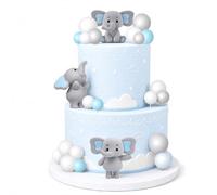 Pack of 24 Elephant Cake Decorations, Elephant Cake Decoration, Cake Topper Elephants, Cake Figure Elephants, Suitable for Children's Birthdays, Baby Shower and Elephant Parties (Blue)
