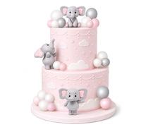 Pack of 24 Elephant Cake Decorations, Elephant Cake Decoration, Cake Topper Elephants, Cake Figure Elephants, Suitable for Children's Birthdays, Baby Shower and Elephant Parties (Pink)