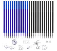 Pack of 24 Erasable Refills, Compatible with Legami, 0.7 mm, Height 13 cm, Erasable Rollerball Pen, Easy to Erase, Rollerball Pen Erasable Refills for Erasable Pens (12 Blue, 12 Black)