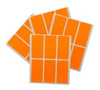Pack of 24 Fluorescent Orange 25x50mm Rectangular Labels - Colour Coding Sticky Dot Circle Stickers for Office, School, Craft & Organisation