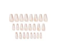 Pack of 24 Full Long Press On Nails French Tip Fake Nails Unique Pearl Decorations Acrylic Nails for Women Girls