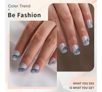 Pack Of 24 Glossy Artificial False Nails With Gradients Landscape Painting Designs Short Square Press On Nails For Women