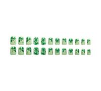Pack of 24 Green Short Square Artificial Nails for Patrick ' s Day Festive Parties False Easy Application Green