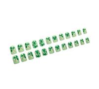 Pack of 24 Green Short Square Artificial Nails for Patrick's Day Festive Parties False Nails Easy Application Green Nails