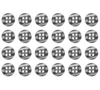 Pack of 24 Grey 11mm Round Sew On Plastic Buttons for Shirts Blouses Pearlescent Flat 4 Holes 18L