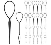 Pack of 24 Hair Tail Twister, Loop Tool Hair Braid Tool, Hair Styling Set, DIY Hair Styling Aid Tool for Women and Girls (Black)