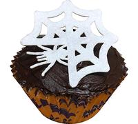 Pack of 24 Laser Cut Edible Vanilla Wafer Decorations - White Halloween Spider in Web Designs 201-942-24 - by CDA Products