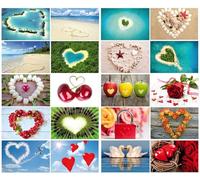 Pack of 24 "LOVE POSTCARDS" with 24 hearts, all different images, 5,8 x 4,1 inch (DIN A 6) by Edition Colibri