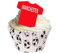 Pack of 24 Manchester Edible Wafer T Shirt Cake Decorations - United Fans eat Cake and Show Your Support for United - 201-256-24