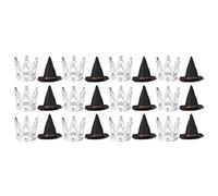 Pack Of 24 Miniature Witch Hat And Crowns Birthday Cake Toppers Cupcake Insert Party Decoration Accessories Halloween Birthday Party Supplies