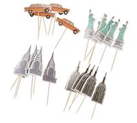 Pack of 24 New York Empire State Taxi Statue Liberty Cupcake Toppers Wedding Christmas Party Decor