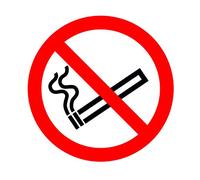 PACK OF 24 NO SMOKING SIGNS - SELF ADHESIVE STICKER/LABEL SIZE APPROX 75MM, SCREEN PRINTED MADE BY PROFILE SIGNS