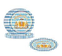 Pack of 24 Oktoberfest Paper Plates, Bavarian Paper Plates, Oktoberfest Table Decoration Set, Blue and White Diamond Paper Plates, Party Tableware for Oktoberfest Barbecues, Oktoberfest Party Barbecue