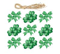 Pack of 24 Patricks Day Green Shamrocks Bowknot Paper Labels Gift Tagged Ornaments for Tree and Irish Holiday Decors Irish Party Supplies