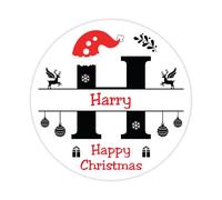 Pack of 24 Personalised Name Labels H Christmas Name Tags 45mm Christmas Stickers Papa Prints