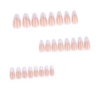 Pack of 24 press designs on bow and shimmering tip nails. French chip almond shape in center false nails for women false nails