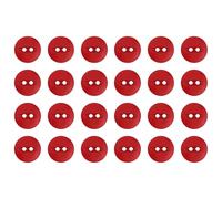 Pack of 24 Red 16mm Fish Eye Buttons Round Flat 2 Hole 26L 26 Ligne Pearlescent Finish