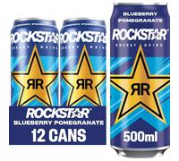 (Pack OF 24) Rockstar Energy Drink, Blueberry Pomegranate 500ml