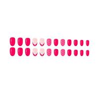 Pack Of 24 Rose Red Glossy False Nails French Styles Polkas Dot Lace Embellished Bows Short Oval Presses On Nails ABS Materials Preglued Oval Shape Press On Nail