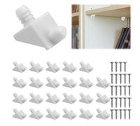 Pack of 24 Shelf Support Pins 101558 for IKEA Pax KOMPLEMENT, Billy Komplement Cabinet Shelf Pegs for Cabinet Shelves, Transparent PVC and Stainless Steel Shelf Holder Clips with Screws