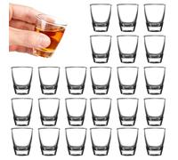 Pack of 24 Shot Glasses, 35 ml Shot Glasses, Tempered Glass Cups, Direct Drinking Cups, with Thick Base, Party Accessories, Small Shot Glass, for Schnapps, Vodka, Ouzo, Sambuca, Dishwasher Safe