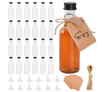 Pack of 24 Small Liquor Bottles for Filling, 50 ml Mini Bottles, Plastic Shot Bottles, Empty Small Bottles for Filling Schnapps Bottles for Filling for Liqueur Ginger Shots Christmas, Weddings
