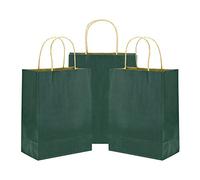 Pack of 24 Small Vintage Green Kraft Paper Carrier Bags with Reinforced Twisted Handles (15 x 8 x 21cm / 5.9’’ x 3.1’’ x 8.3’’) -FiveSeasonStuff