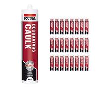 Pack of 24, Soudal Decorator Caulk Gap & Crack Filler Acrylic Silicone Adhesive Sealant