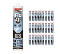 Pack of 24 Soudal Fix All Crystal Clear 100% Transparent Neutral Silicone Sealant Adhesive