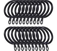 Pack of 24 Strong Metal Curtain Hooks Rings with Fixed eyelets for Curtain pole 25mm-28mm wide Black Curtian Ring 30MM Internal Diameter