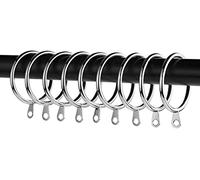 Pack of 24 Strong Metal Curtain Hooks Rings with Fixed eyelets for Curtain pole 30-38mm wide (Silver, 40MM Internal Diameter)