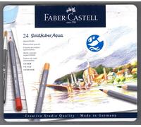 Faber-Castell Creative Studio Goldfaber Aqua Watercolour Pencil, Multicoloured (Multicoloured) Tin Of 24 Pencils, For Art, Craft, Drawing, Sketching, Home, School, University, Colouring