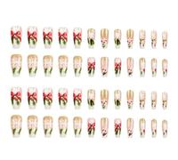 Pack of 24 Winter Nails Stickers False Nails Featuring White Snowflakes and Elegant Bows Patterns for Christmas Festive