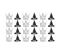 Pack Of 24 Witch Hat And Crowns Cake Toppers For Birthday Party Halloween Decorations Cupcake Accessories Easy Insert Cake Decorations