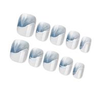 Pack of 24 Womens Short Square Glossy Artificial Nails with Gradients Landscape Painting Full Covers French Stick on Nail