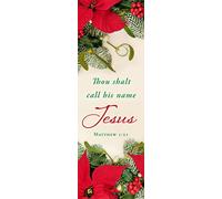 Pack of 25 Christian Bookmarks - Thou Shalt Call His Name Jesus - Christmas Themed Bookmarks - Matthew 1:21 (KJV) - Christian Bookmarks for Women, Men Book Marks, and Kids Bookmarks