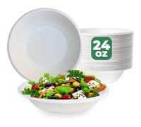 (Pack of 25) ECONX Biodegradable Bagasse Bowls 24oz White Sugarcane Disposable Bowl for Picnic Catering BBQ And Parties Compostable Soup Dessert Bowls