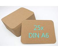 Pack of 25 Kraft Paper A6 Card 300 g/m² Brown Round Corners