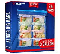 [ PACK OF 25 ] LARGE & SPACIOUS Big Storage Bags with resealable SLIDER closure, Great for Food Storage, Clothing, Organization, Toys, Travel, Supplies, Home or Office, 16"x18"