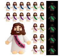 Pack of 25 Mini Jesus Figures, Mini Figures, People Jesus Glows in the Dark, Easter Decoration, Rubber Jesus for Hide and Seek Game, Filling Easter Eggs, Church Gifts, Christening Gift, Gift for Party