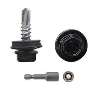 (Pack of 25 pcs) Metal Roofing Screws, 4.8 x 19 mm Self-Drilling Screws With EPDM Washers, Painted Hex Washer Head, Sheet Metal Screw (25, RAL 9005)