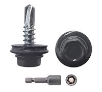 (Pack of 25 pcs) Metal Roofing Screws, 4.8 x 19 mm Self-Drilling Screws With EPDM Washers, Painted Hex Washer Head, Sheet Metal Screw (25, RAL 7016)