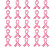 Pack of 25 Pink Bow Pins, Pink Bow Brooches, Breast Cancer Awareness Pins, Hope Pins for Women, Enamel Jewellery Pins for Men and Women, 1