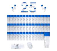 Pack of 25 Plastic Cryo Tubes, Sample Tubes Plastic 0.5 ml, Freezer Tube with Barcode and Screw Cap for Laboratory Chemistry Experiments (25)