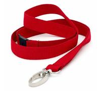 Pack of 25 Red Lanyards 15mm Flat Rpet Recycled Polyester with Metal Clip by LanyardsTomorrow, Safety Breakaway ID Badge Holder Eco Neck Straps
