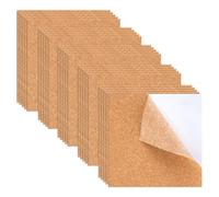 Pack of 25 Self-Adhesive Cork Boards, 1 mm Thick Cork Mat, Square Cork Floor, Cork Panels for Table Decoration, Wall Decoration, DIY (10 x 10 cm)