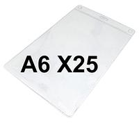 Pack of 25 x Vinyl A6 ID Plastic Card Badge Name Tag Holders by PCL Media ltd Portrait Size 17.5 x 11.2cm - Holds 15.2 x 10.8cm | Large Clear PVC Pocket Pouches ID Sleeves Pockets Access Control