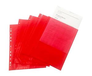 Pack of 250 A4 Red Clear Punched Pockets by Janrax